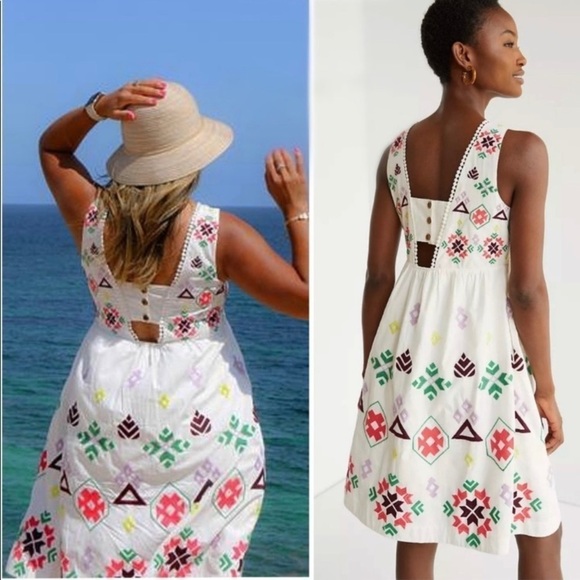 Anthropologie Embroidered Mini‎ Dress, XS cut out back - Picture 4 of 16